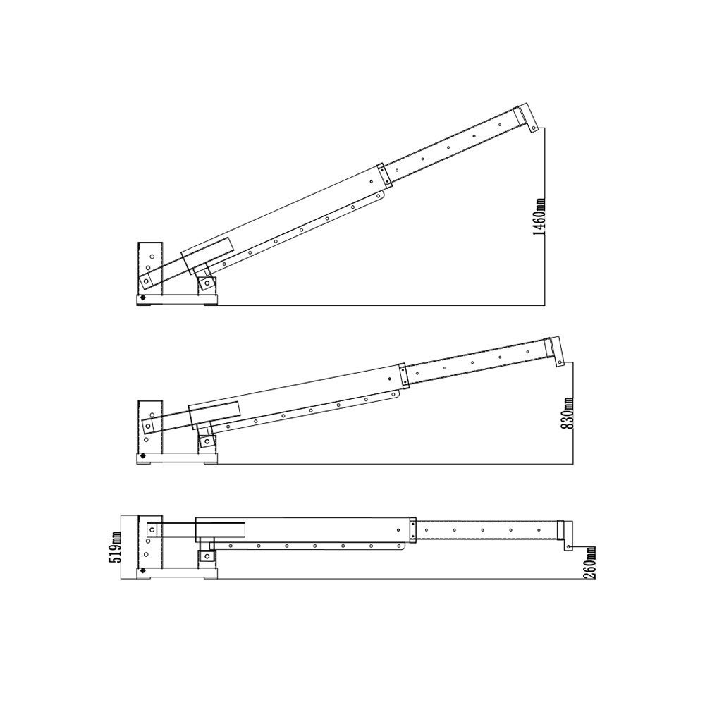 Gaffelmontert justerbar heis svingbar jib details